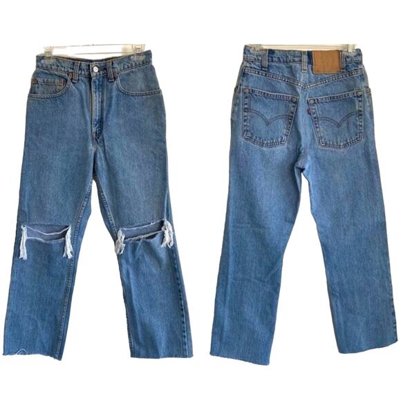 New Aligrace Custom Distressed High Rise Jeans Redone Levi’s Size 25 - Picture 1 of 12